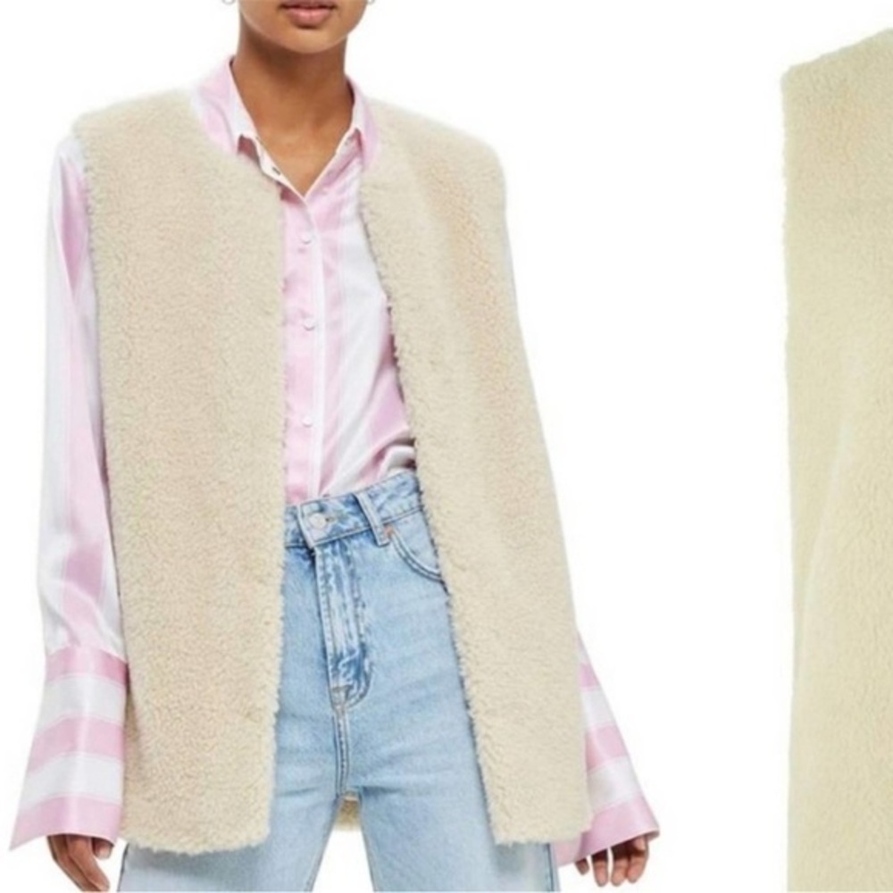 Top shop Faux Fur Sherpa Shearling vest Cream